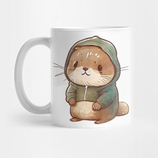 Cartoon Otter Wearing Hoodie Mug